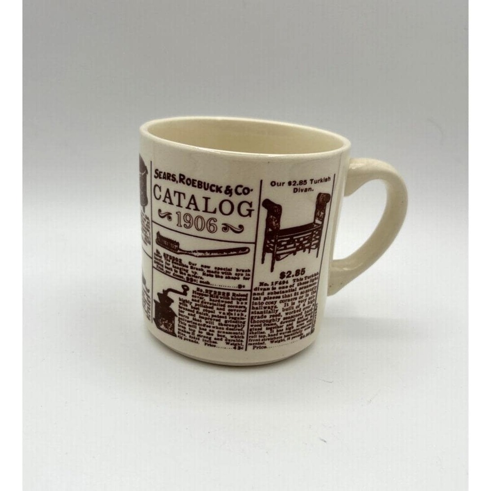Sears Roebuck Catalog 1906 Mug Cream Brown Vintage Advertising Collectible